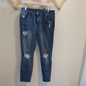 d. jeans Distressed Ankle Jeans in Blue, Size 10